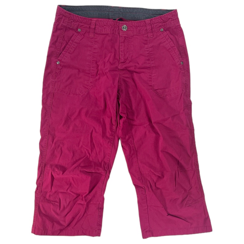 Womens Flower Embroidered Cropped Hiking Pants