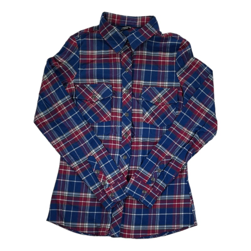 Womens Casual Plaid Button Up Long Sleeve Shirt