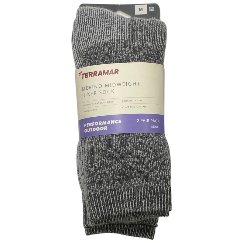 Terramar Merino Mid Weight Hiker Sock 2 Pack