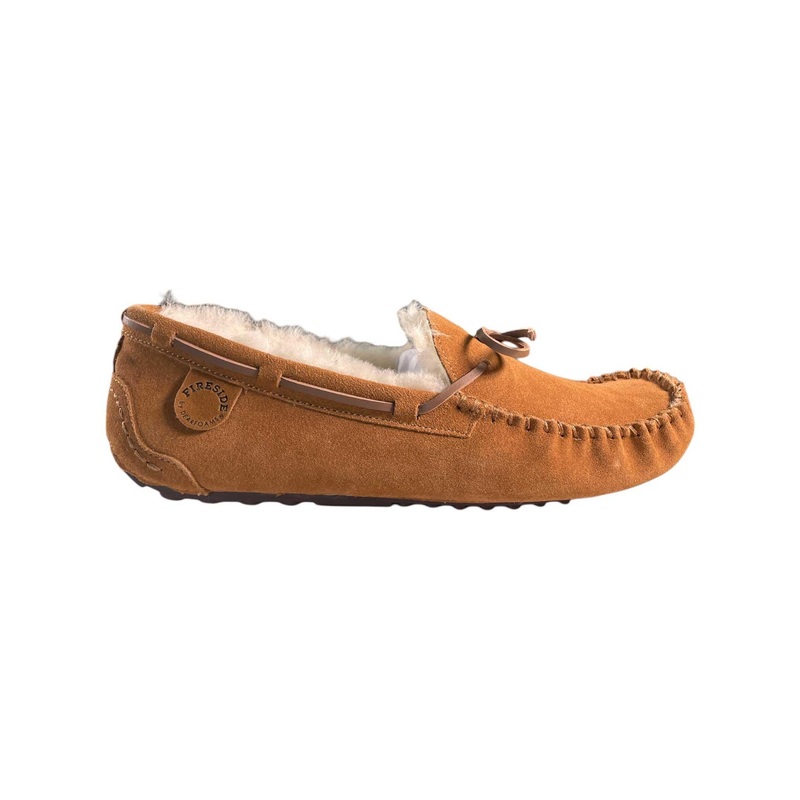 Fireside by Dearfoams Men's Victor Genuine Shearling Moccasin Slipper with Tie