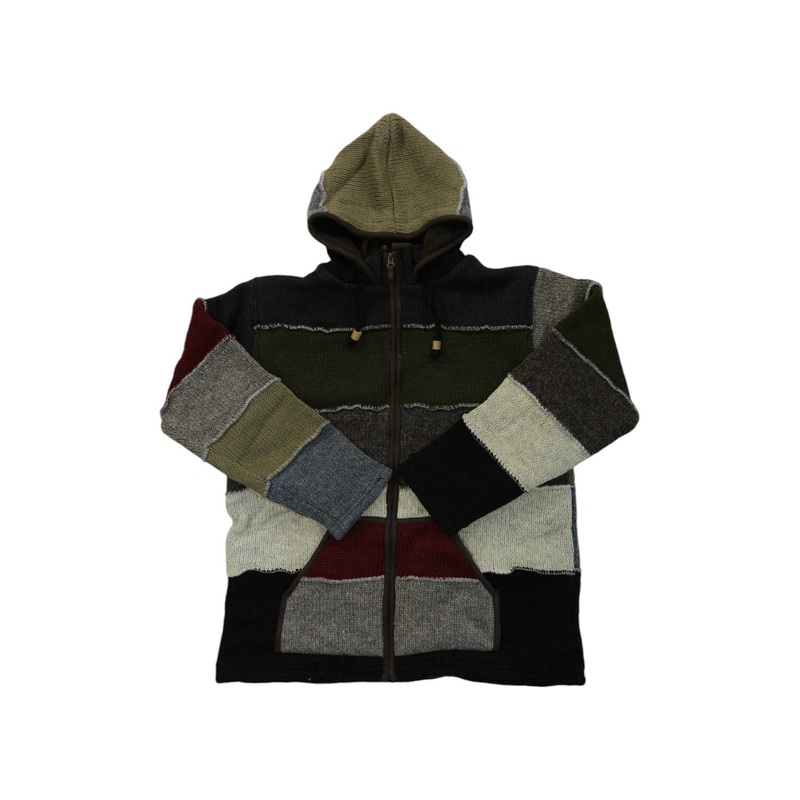 Lost Horizons Mens Patchwork Fleece Lined Sweater