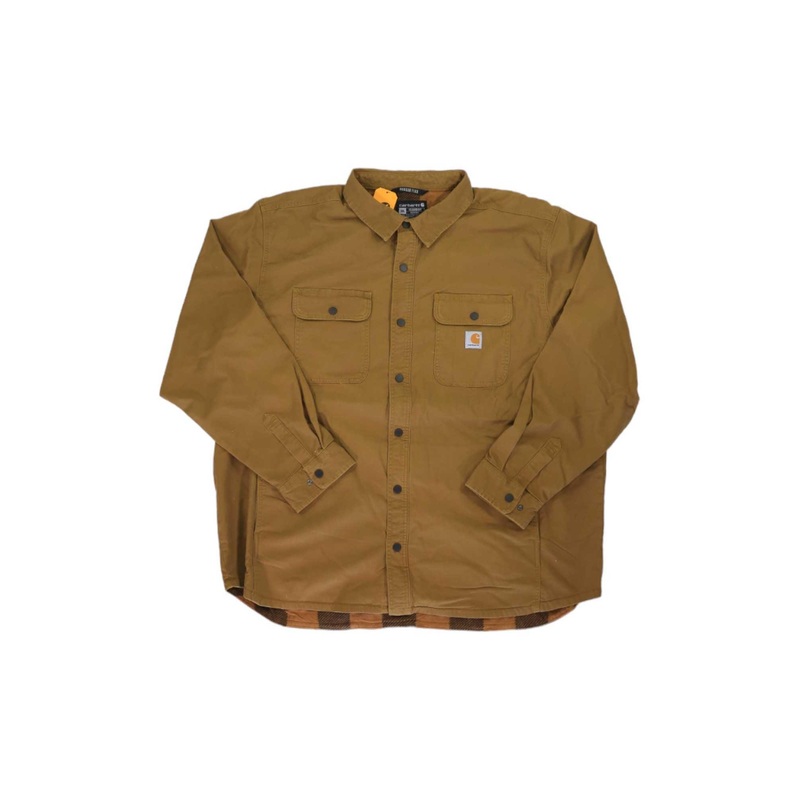 Carhartt Mens Rugged Flex Relaxed Fit Canvas Fleece-Lined Shirt Jacket