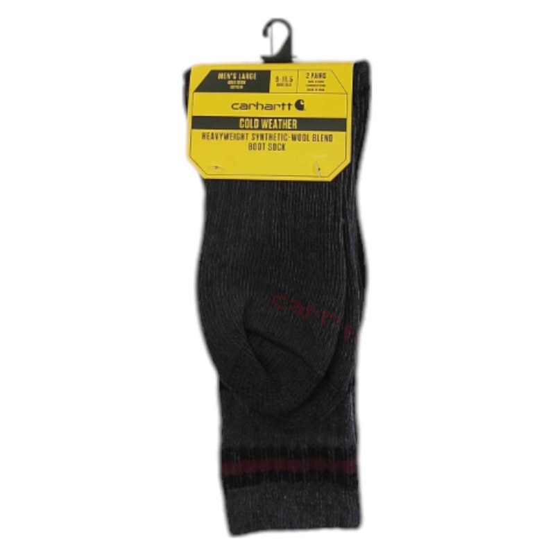 Carhartt Mens Heavyweight Synthetic-Wool Blend Boot Sock - 2 Pack