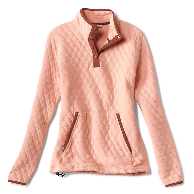 Orvis Womens Outdoor Quilted Snap Quarter Solid Sweatshirt