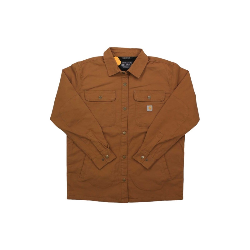 Carhartt Womens Rugged Flex Loose Fit Canvas Fleece Lined Shirt Jacket