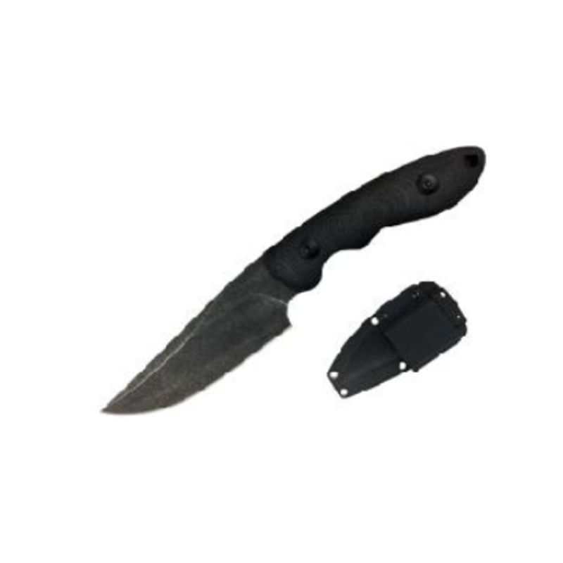 ABKT ELITE PREDATOR FIXED BLADE KNIFE, 7.5" STONE WASHED, BLACK G10 HANDLE