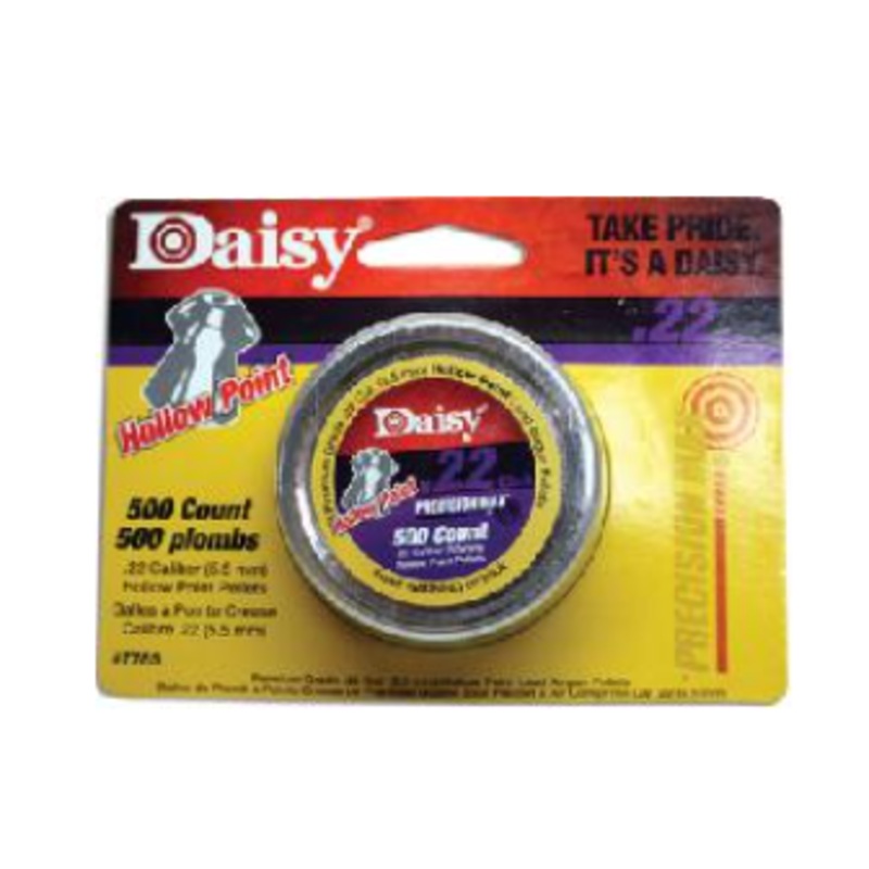 DAISY .22 CAL PELLETS, HOLLOW POINTS, 500 CNT, BLISTER PACK