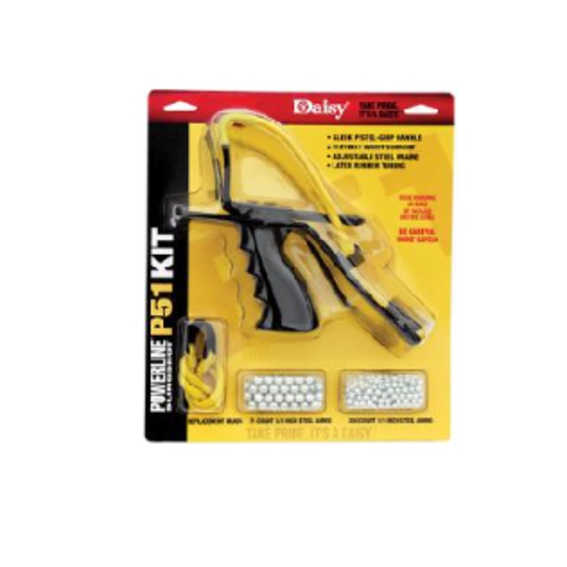 DAISY P51 SLINGSHOT KIT, W/REPLACEMENT BAND, 75 3/8" STEEL AMMO, 250 1/4" AMMO