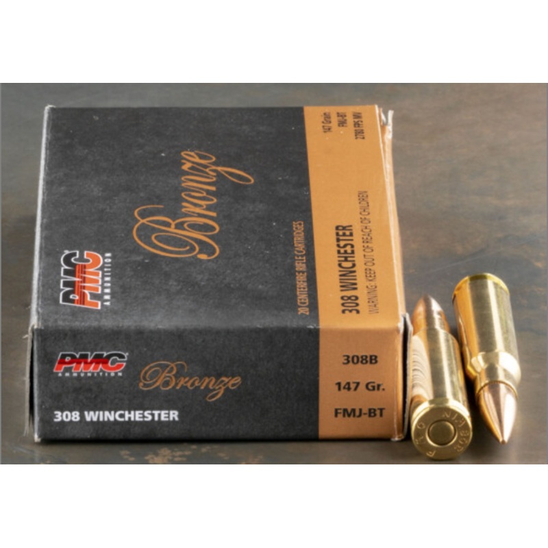 PMC BRONZE AMMO 308 WIN(7.62 NATO) 147GR FMJ-BT (20)