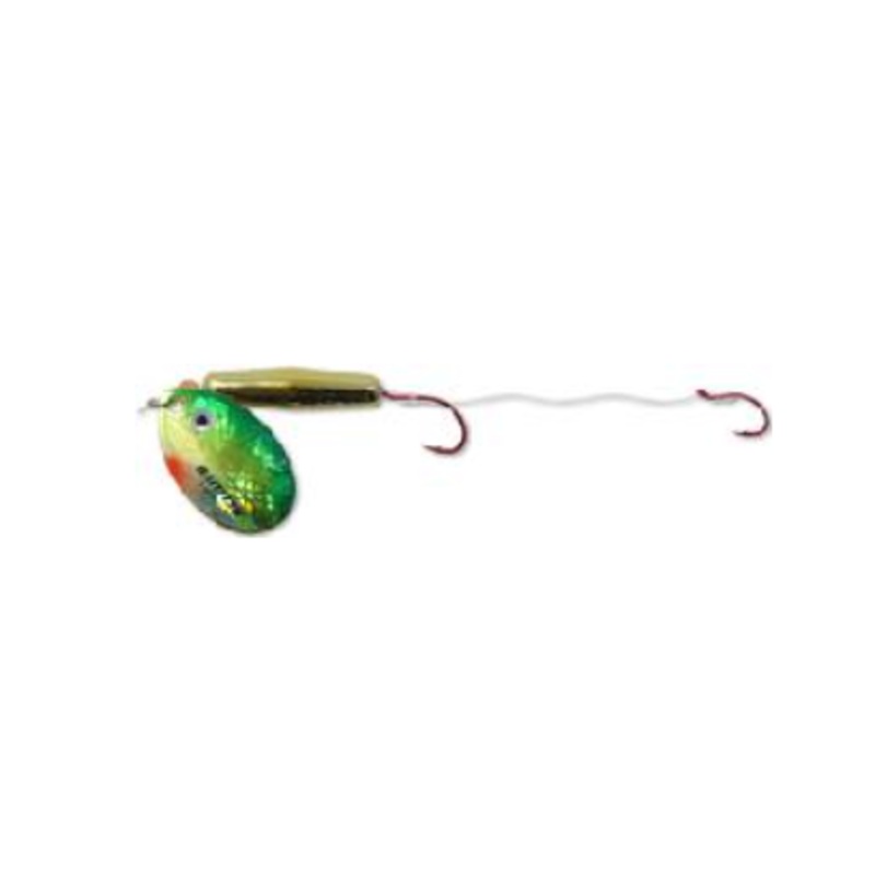 NORTHLAND BAITFISH FLOAT'N SPIN HARNESS #4 YELLOW PERCH TANDEM HOOK 60" SNELL