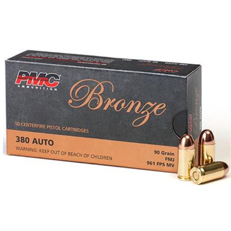 PMC BRONZE AMMO 380 AUTO 90GR FMJ (50)