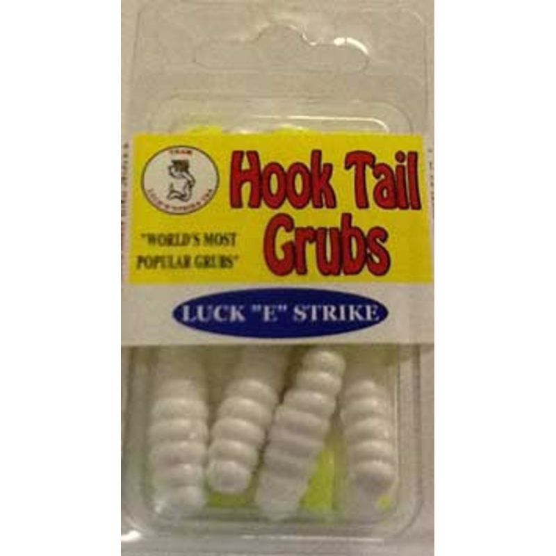 Luckie Strike Curl Tail Grub 3" 10ct White-Chartreuse Glitter